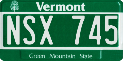 VT license plate NSX745