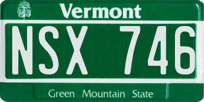 VT license plate NSX746