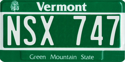 VT license plate NSX747
