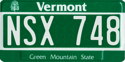 VT license plate NSX748