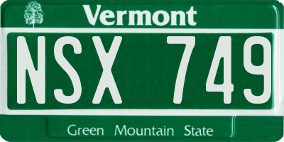 VT license plate NSX749