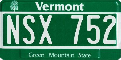 VT license plate NSX752