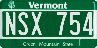 VT license plate NSX754