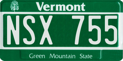 VT license plate NSX755