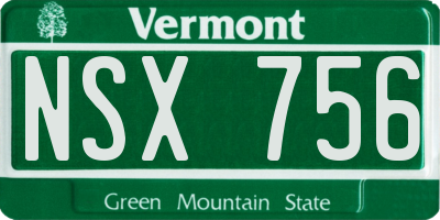 VT license plate NSX756