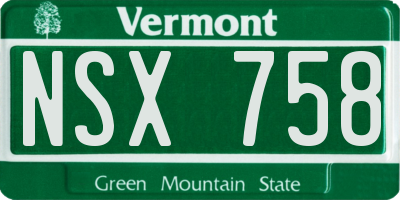VT license plate NSX758