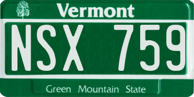 VT license plate NSX759