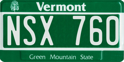 VT license plate NSX760