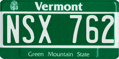 VT license plate NSX762