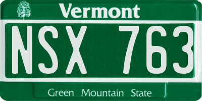 VT license plate NSX763