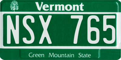 VT license plate NSX765