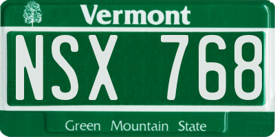 VT license plate NSX768