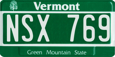 VT license plate NSX769