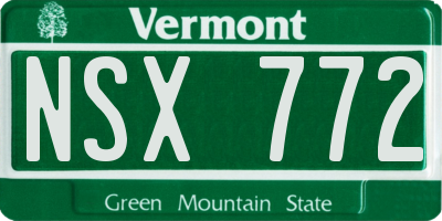 VT license plate NSX772