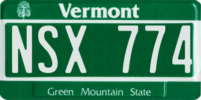 VT license plate NSX774