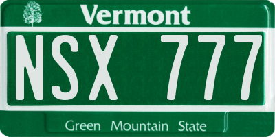 VT license plate NSX777