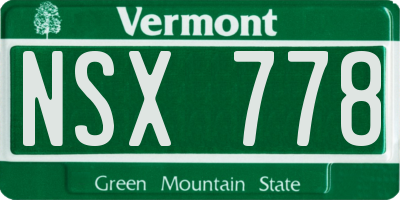 VT license plate NSX778