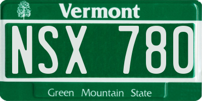 VT license plate NSX780