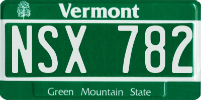VT license plate NSX782