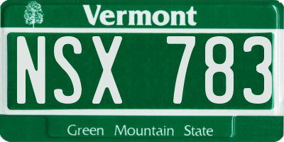 VT license plate NSX783