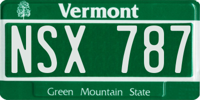 VT license plate NSX787