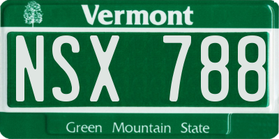 VT license plate NSX788