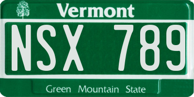 VT license plate NSX789