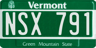 VT license plate NSX791