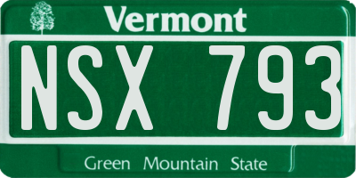 VT license plate NSX793