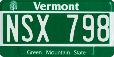 VT license plate NSX798