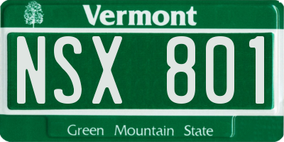 VT license plate NSX801