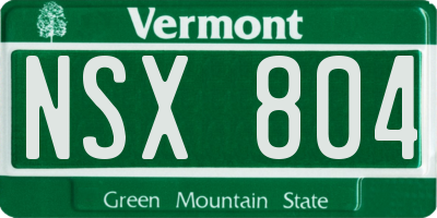 VT license plate NSX804