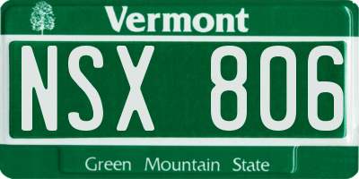 VT license plate NSX806