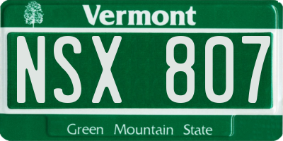 VT license plate NSX807