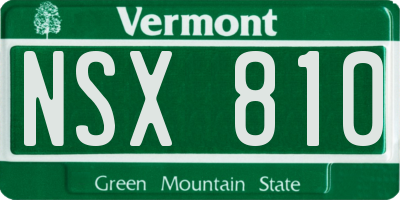 VT license plate NSX810