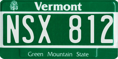 VT license plate NSX812