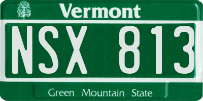 VT license plate NSX813