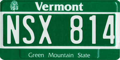 VT license plate NSX814
