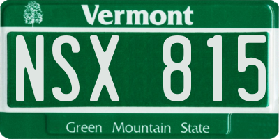 VT license plate NSX815