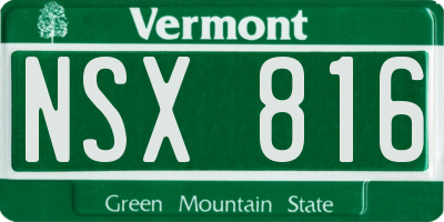 VT license plate NSX816