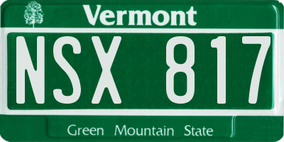 VT license plate NSX817
