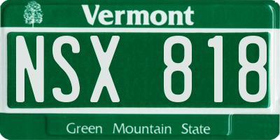 VT license plate NSX818