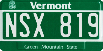 VT license plate NSX819
