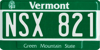 VT license plate NSX821