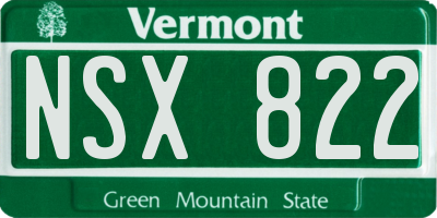 VT license plate NSX822