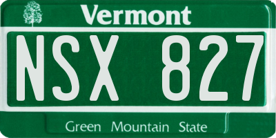VT license plate NSX827