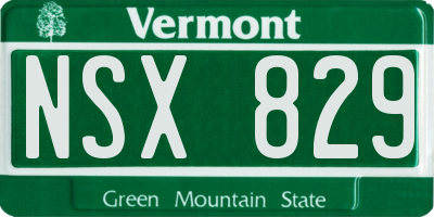 VT license plate NSX829