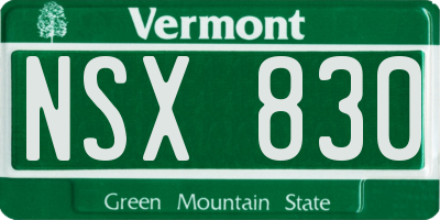 VT license plate NSX830