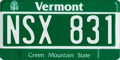 VT license plate NSX831