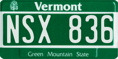 VT license plate NSX836
